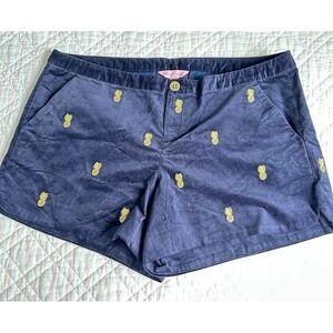 Lilly Pulitzer‎ Adie blue velvet pineapple shorts women Size 10